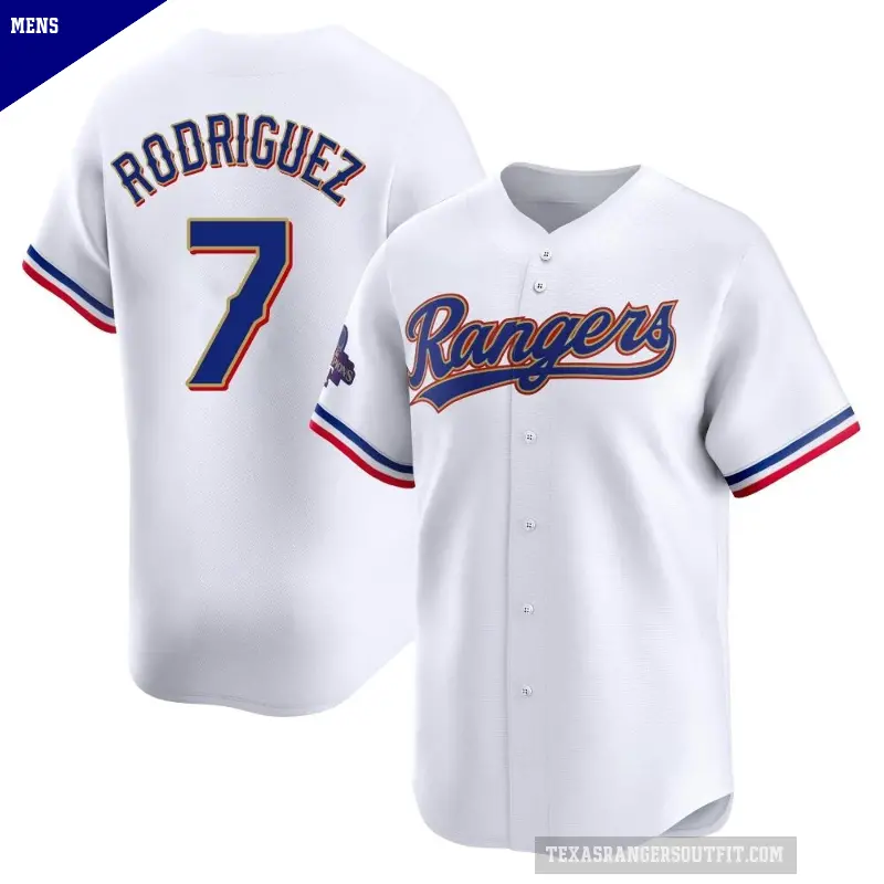 Men's No.7 Ivan Rodriguez Texas Rangers Gold Limited White 2024 Collection Jersey