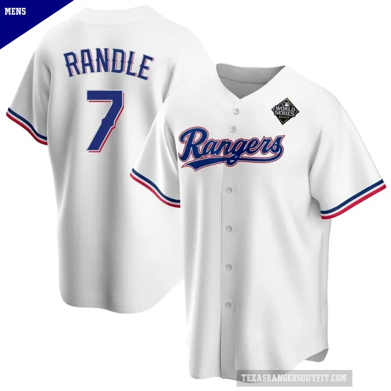 Men's No.7 Lenny Randle Texas Rangers White Replica Home 2023 World Series Jersey