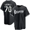 Men's No.70 Caleb Boushley Texas Rangers Black/White Replica Jersey