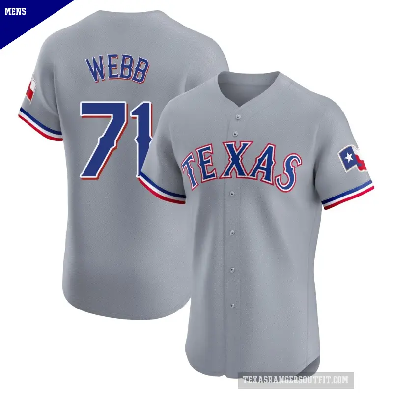 Men's No.71 Jacob Webb Texas Rangers Gray Elite Road Jersey