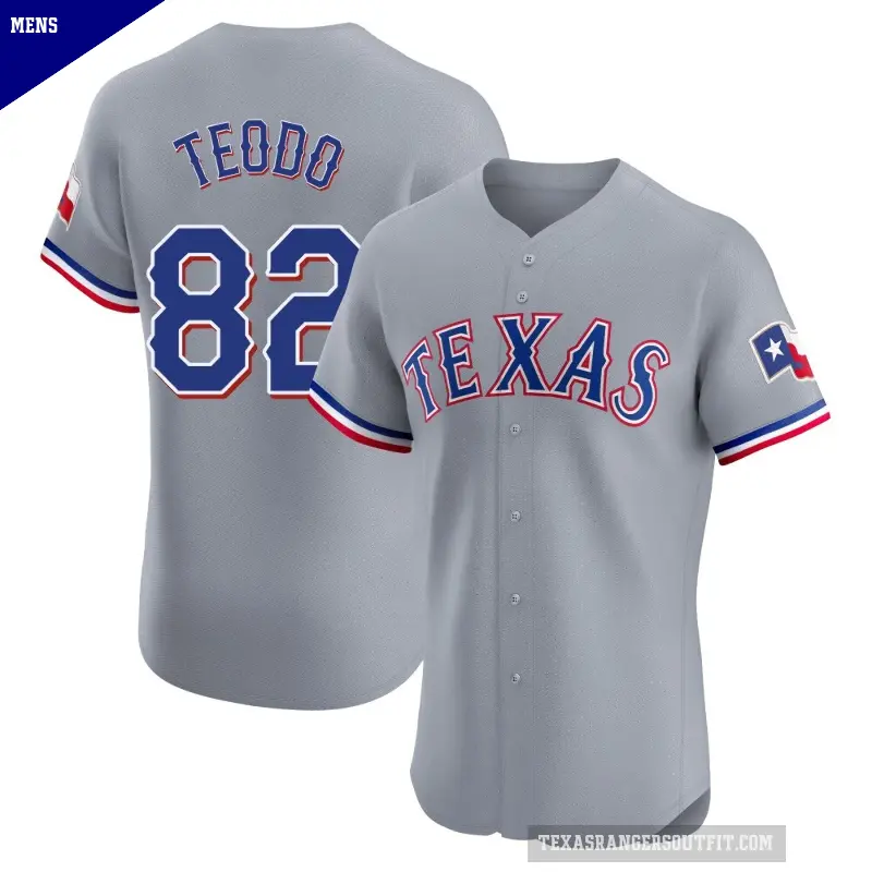 Men's No.82 Emiliano Teodo Texas Rangers Gray Elite Road Jersey