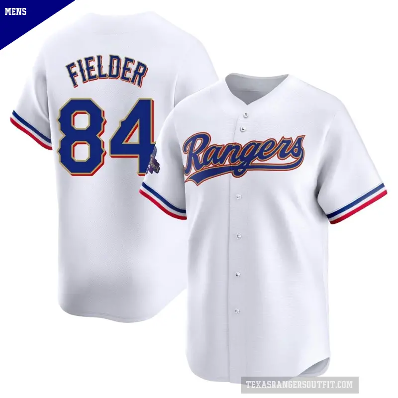 Men's No.84 Prince Fielder Texas Rangers Gold Limited White 2024 Collection Jersey