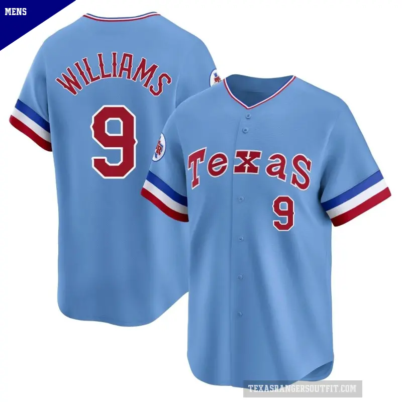 Men's No.9 Ted Williams Texas Rangers Light Blue Limited Cooperstown Collection Jersey