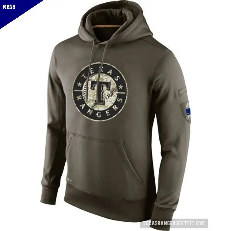 Men's Texas Rangers Olive Salute to Service KO Performance Hoodie