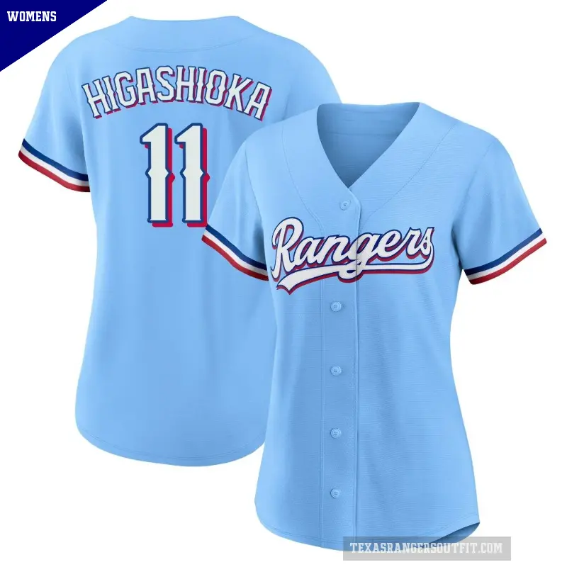 Women's No.11 Kyle Higashioka Texas Rangers Light Blue Replica Alternate Jersey