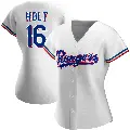 Women's No.16 Brock Holt Texas Rangers White Replica Home Jersey