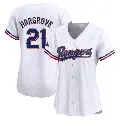 Women's No.21 Mike Hargrove Texas Rangers Gold Limited White 2024 Collection Jersey