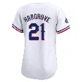 Women's No.21 Mike Hargrove Texas Rangers Gold Limited White 2024 Collection Jersey