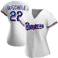 Women's No.22 Steve Buechele Texas Rangers White Authentic Home Jersey