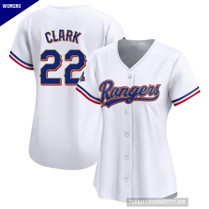 Women's No.22 Will Clark Texas Rangers Gold Limited White 2024 Collection Jersey
