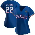 Women's No.22 Will Clark Texas Rangers Royal Authentic Alternate 2023 World Series Jersey