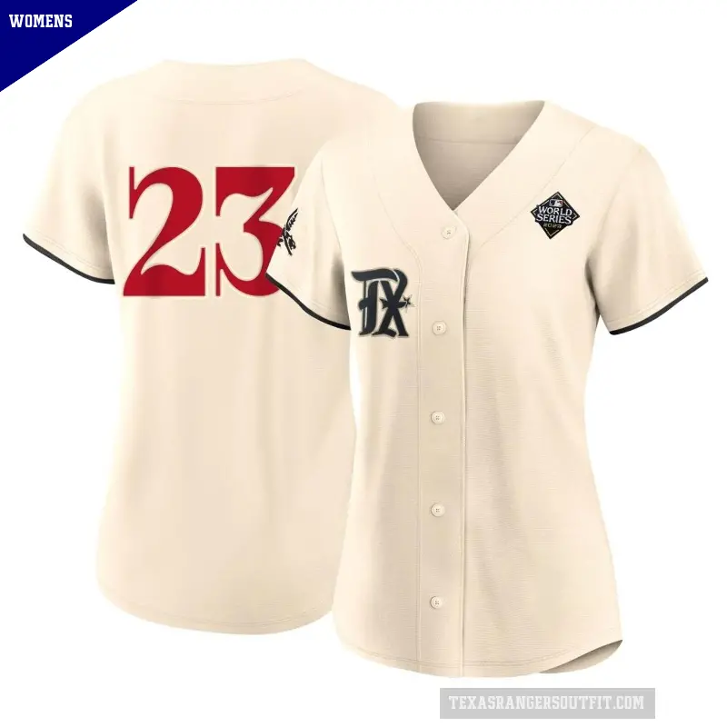 Women's No.23 Kevin Plawecki Texas Rangers Cream Authentic 2023 City Connect 2023 World Series Jersey