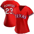 Women's No.23 Kevin Plawecki Texas Rangers Red Authentic Alternate Jersey