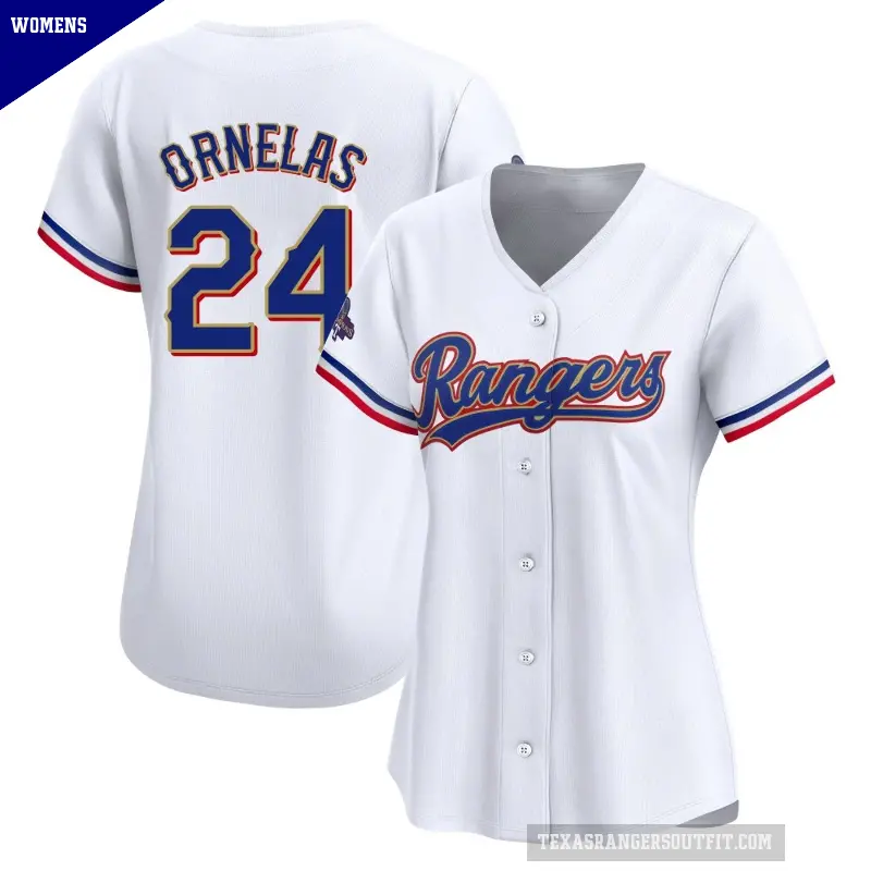 Women's No.24 Jonathan Ornelas Texas Rangers Gold Limited White 2024 Collection Jersey