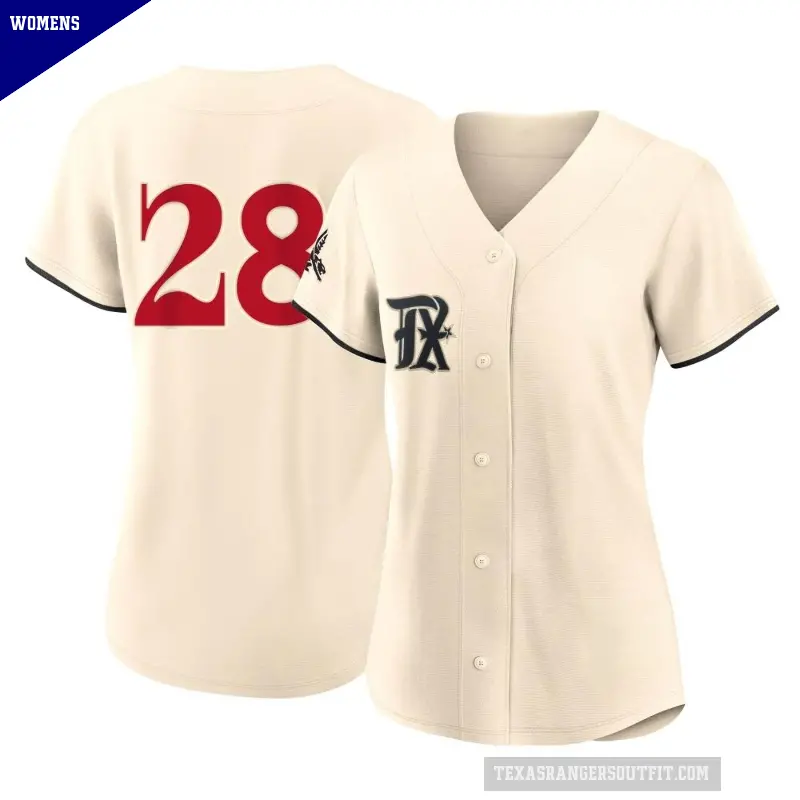 Women's No.28 Jonah Heim Texas Rangers Cream Authentic 2023 City Connect Jersey