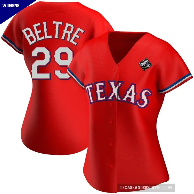 Women's No.29 Adrian Beltre Texas Rangers Red Authentic Alternate 2023 World Series Jersey
