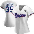 Women's No.35 Jack Leiter Texas Rangers White Replica Home 2023 World Series Jersey