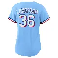 Women's No.36 Wyatt Langford Texas Rangers Light Blue Replica Alternate Jersey