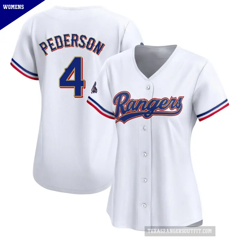 Women's No.4 Joc Pederson Texas Rangers Gold Limited White 2024 Collection Jersey
