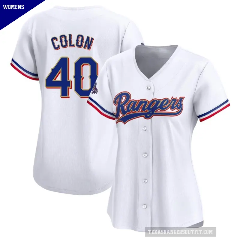 Women's No.40 Bartolo Colon Texas Rangers Gold Limited White 2024 Collection Jersey