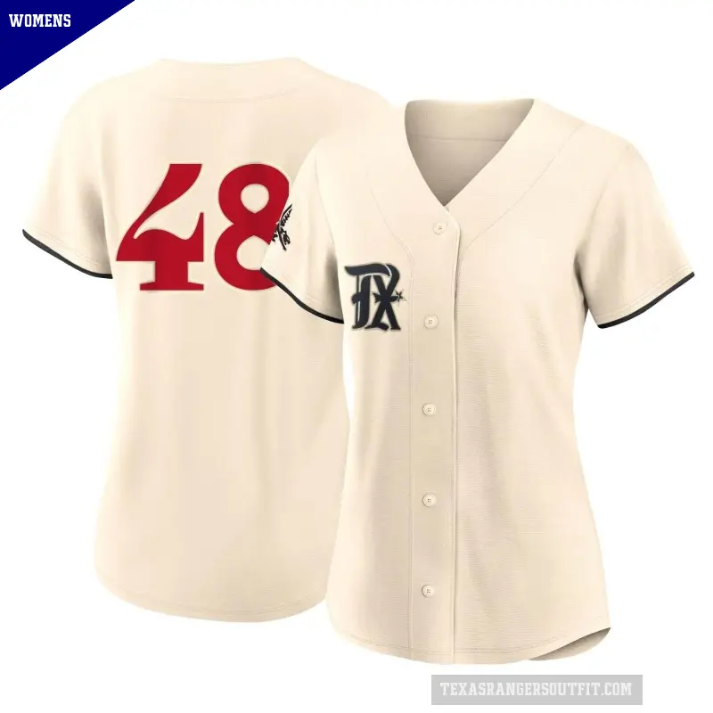 Women's No.48 Jacob deGrom Texas Rangers Cream Replica 2023 City Connect Jersey