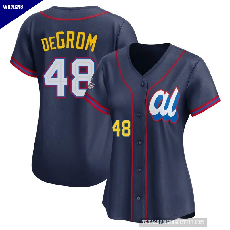 Women's No.48 Jacob deGrom Texas Rangers Navy Limited American League 2025 All-Star Edition Jersey