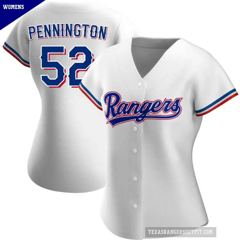 Women's No.52 Walter Pennington Texas Rangers White Replica Home Jersey