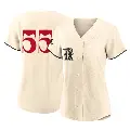 Women's No.55 Chris Martin Texas Rangers Cream Authentic 2023 City Connect Jersey