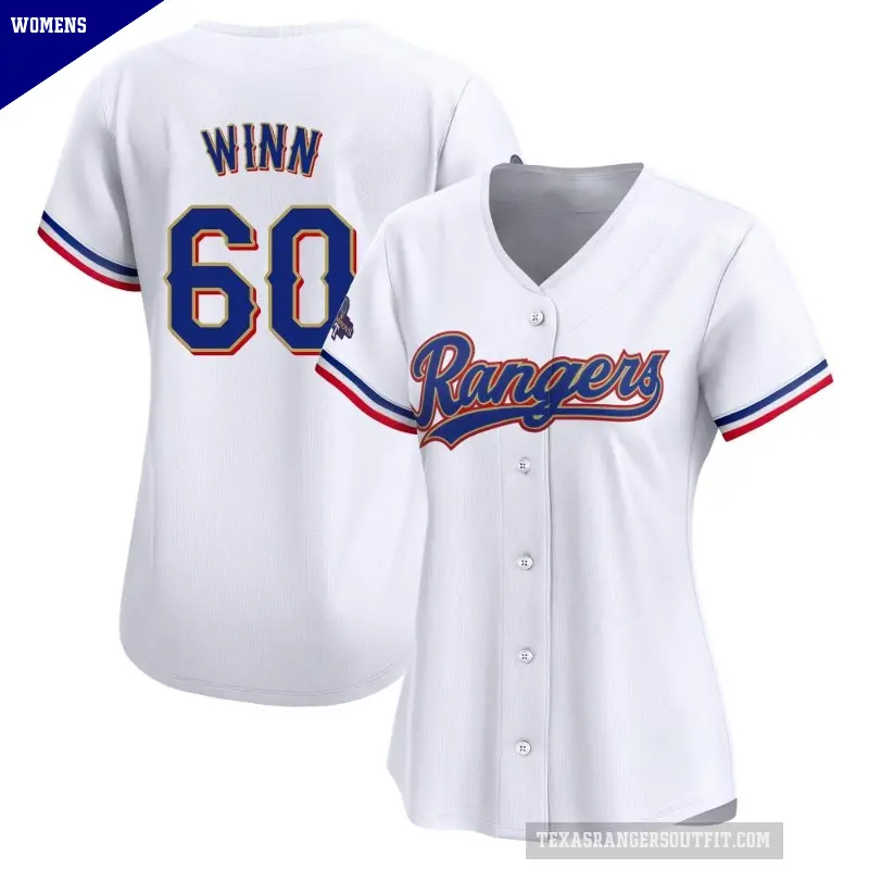 Women's No.60 Cole Winn Texas Rangers Gold Limited White 2024 Collection Jersey