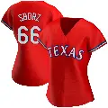 Women's No.66 Josh Sborz Texas Rangers Red Replica Alternate Jersey