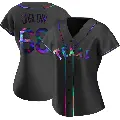 Women's No.68 Joe Barlow Texas Rangers Black Replica Holographic Alternate Jersey