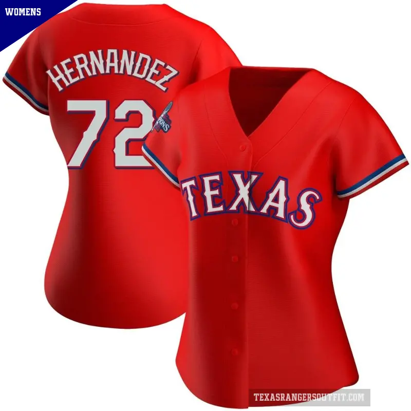 Women's No.72 Jonathan Hernandez Texas Rangers Red Replica Alternate 2023 World Series Champions Jersey
