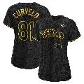 Women's No.81 Luis Curvelo Texas Rangers Black Authentic Snake Skin City 2023 World Series Jersey