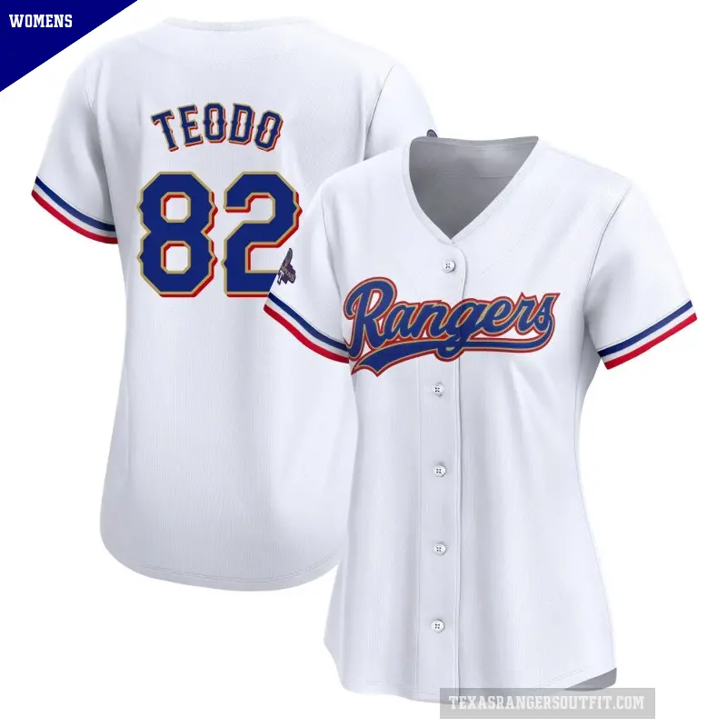 Women's No.82 Emiliano Teodo Texas Rangers Gold Limited White 2024 Collection Jersey