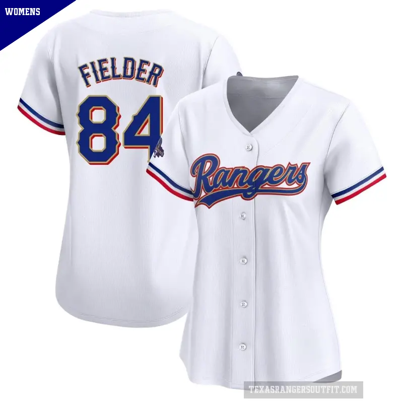 Women's No.84 Prince Fielder Texas Rangers Gold Limited White 2024 Collection Jersey
