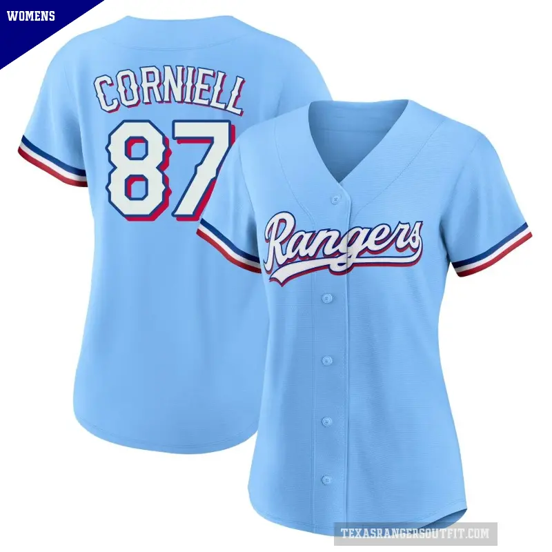 Women's No.87 Jose Corniell Texas Rangers Light Blue Replica Alternate Jersey