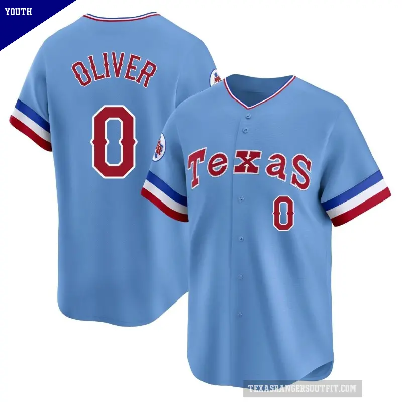 Youth No.0 Al Oliver Texas Rangers Light Blue Limited Cooperstown Collection Jersey
