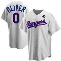 Youth No.0 Al Oliver Texas Rangers White Replica Home Cooperstown Collection 2023 World Series Jersey