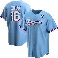 Youth No.16 Casey Cook Texas Rangers Light Blue Replica Alternate 2023 World Series Jersey