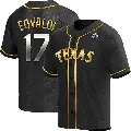 Youth No.17 Nathan Eovaldi Texas Rangers Gold Replica Black en Alternate 2023 World Series Jersey