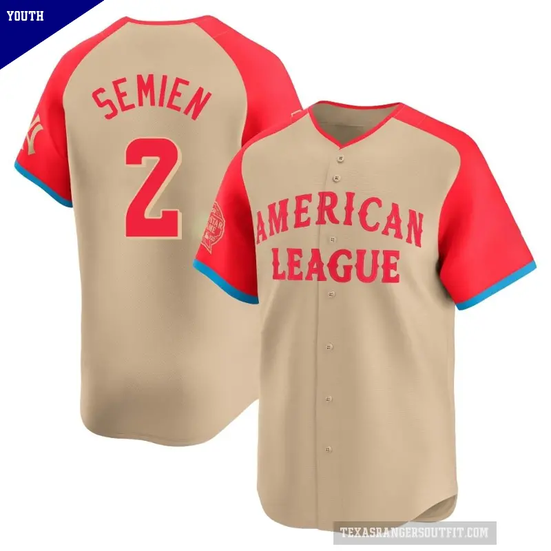 Youth No.2 Marcus Semien Texas Rangers Cream Limited American League 2024 All-Star Game Jersey
