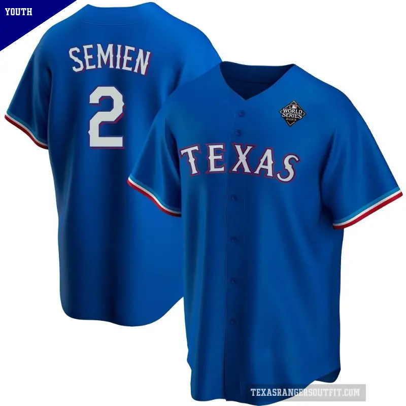 Youth No.2 Marcus Semien Texas Rangers Royal Replica Alternate 2023 World Series Jersey