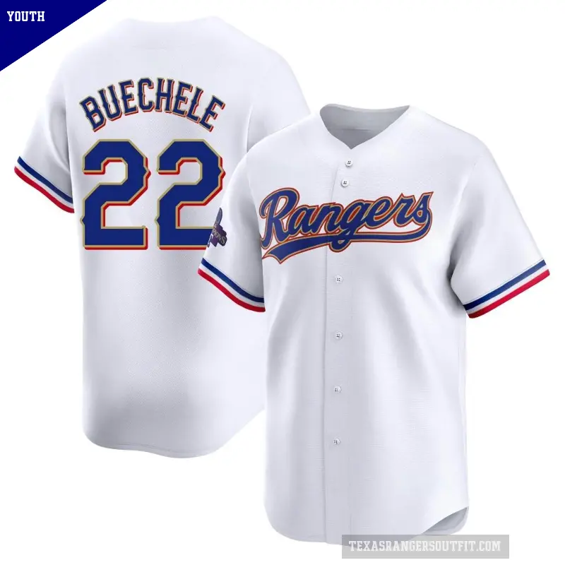 Youth No.22 Steve Buechele Texas Rangers Gold Limited White 2024 Collection Jersey