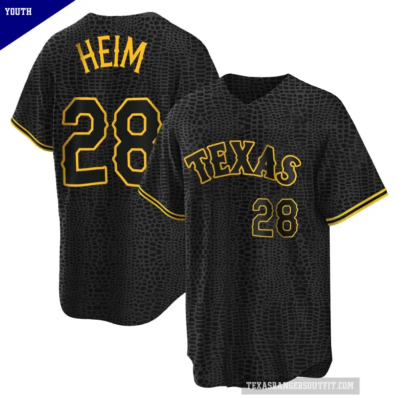 Youth No.28 Jonah Heim Texas Rangers Black Replica Snake Skin City Jersey