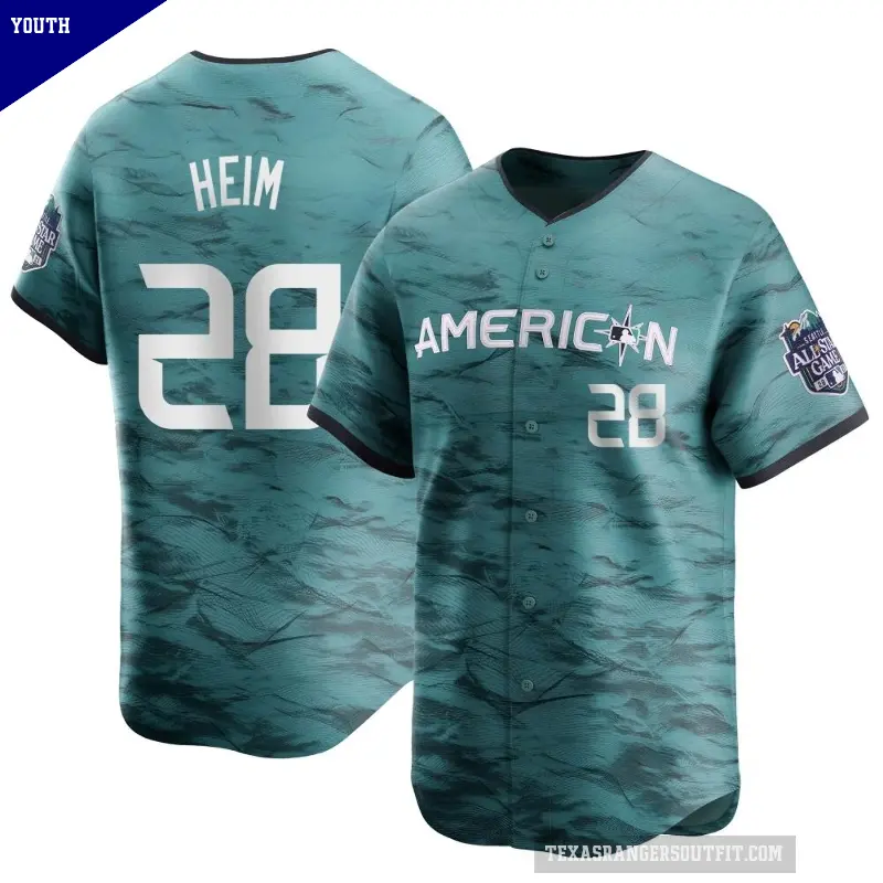 Youth No.28 Jonah Heim Texas Rangers Teal Limited American League Game 2023 All-Star Jersey