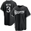 Youth No.3 Russell Wilson Texas Rangers White Replica Black 2023 World Series Jersey