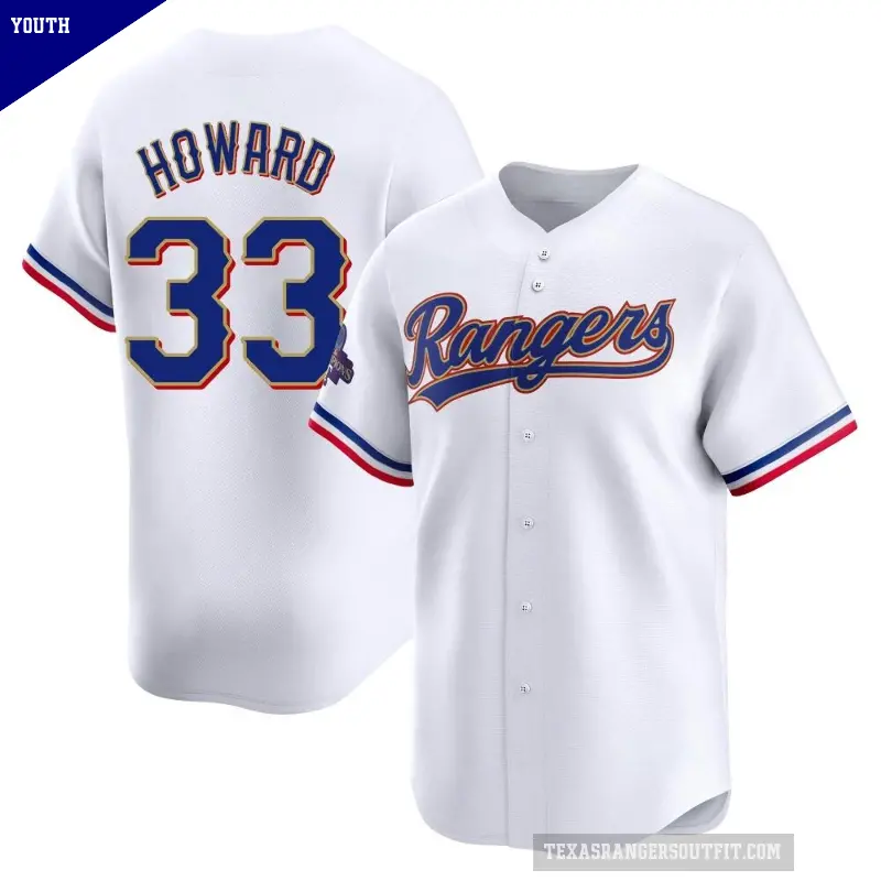 Youth No.33 Frank Howard Texas Rangers Gold Limited White 2024 Collection Jersey