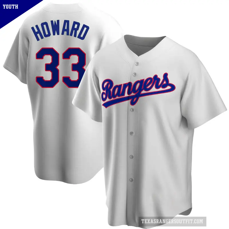 Youth No.33 Frank Howard Texas Rangers White Replica Home Cooperstown Collection Jersey