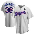 Youth No.36 Wyatt Langford Texas Rangers White Replica Home Cooperstown Collection 2023 World Series Jersey