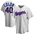 Youth No.40 Bartolo Colon Texas Rangers White Replica Home Cooperstown Collection 2023 World Series Champions Jersey